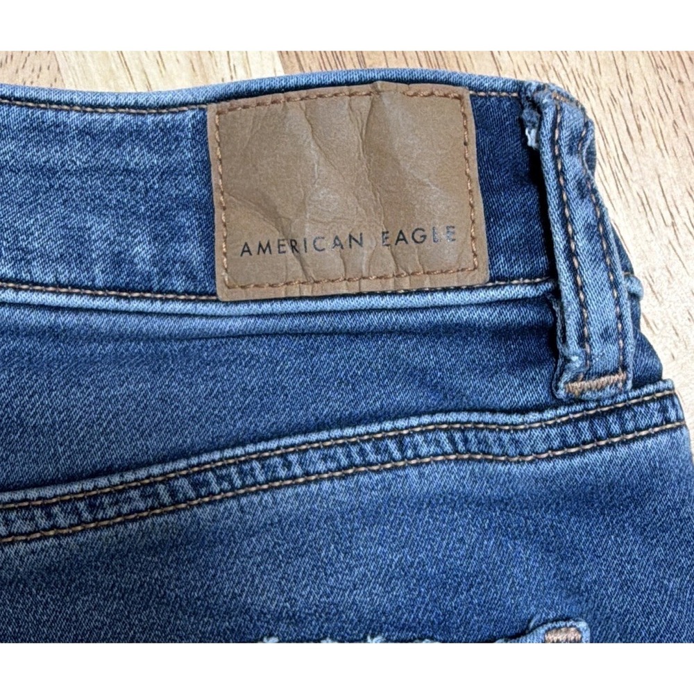 American Eagle Next Level Stretch Hi-Rise Blue Distressed Women's Size 10 - Picture 14 of 16